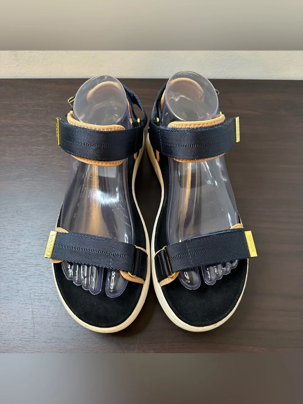 WODEN Line Natural Soft Navy Blue Strappy Sandals Hook & Loop Ortho Comfort, 7.5